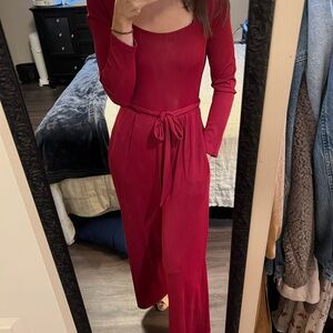 Holiday Red Long Sleeve Jumpsuit